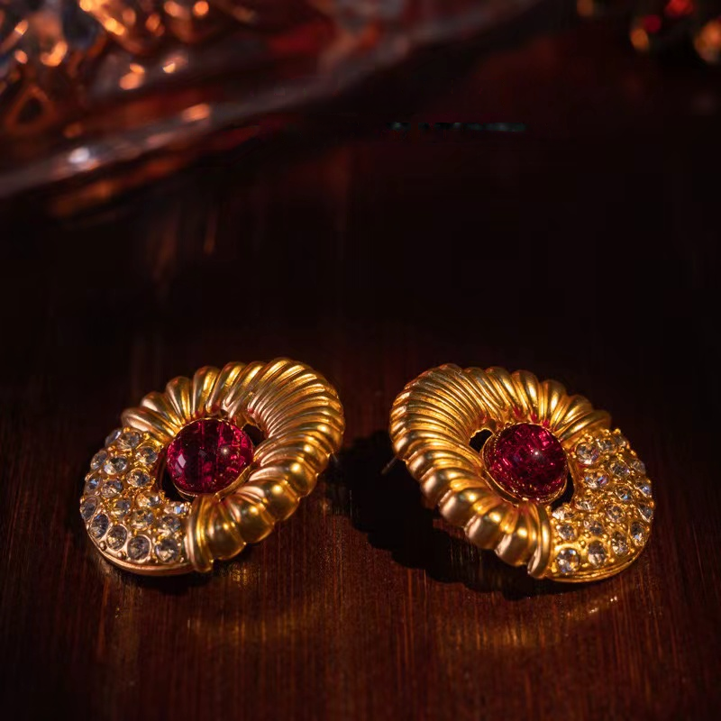 Red colored glaze earrings