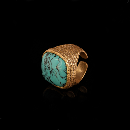 Vintage natural turquoise open ring