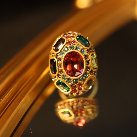 Vintage colored gemstone open ring