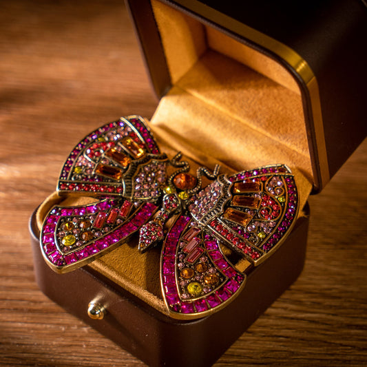 Vintage rhinestone crystal butterfly brooch